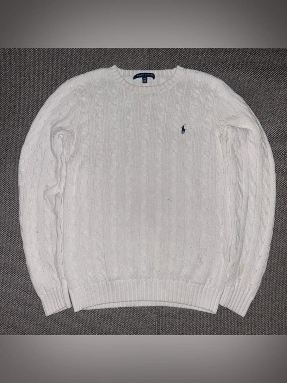 Ralph Lauren Blue Label White Cable Knit Crewneck Sweater